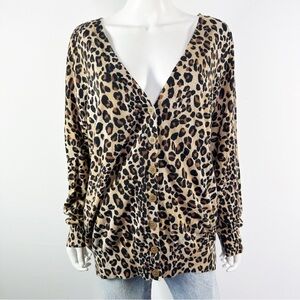 Lane Bryant Leopard Print Button Down Sweater Size 16 V-Neck Cardigan Winter NEW